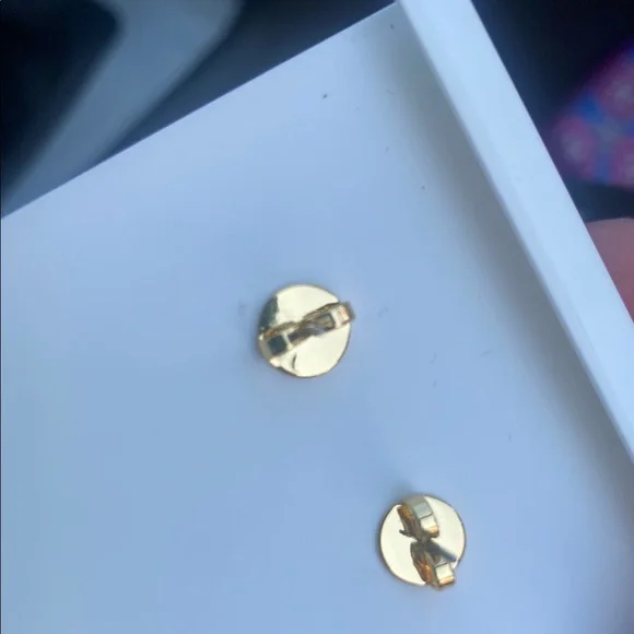 Tory Burch Gold Square Stud Earrings - Picture 3 of 4